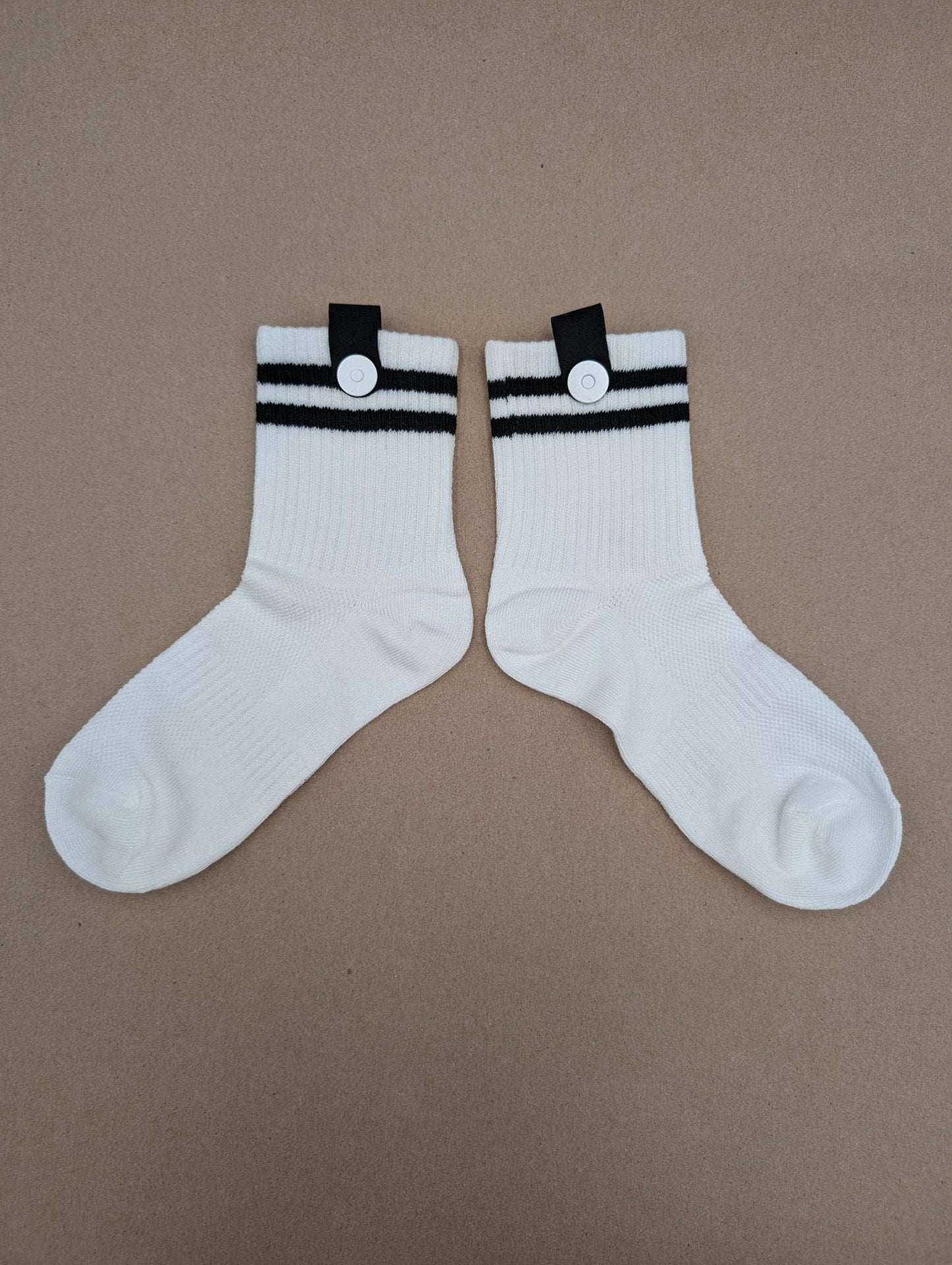 Noah Black Stripes Kids Crew Socks – Magnetic Lock and Loop Design - Le Loxx