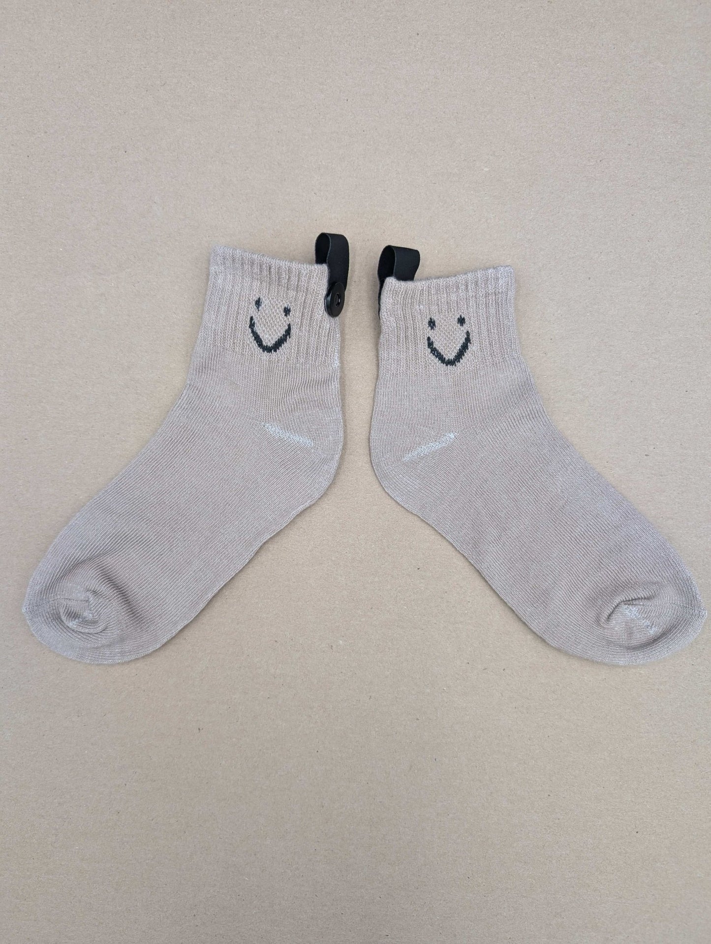 Joy Beige Kids Socks – Magnetic Lock and Loop Design - Le Loxx