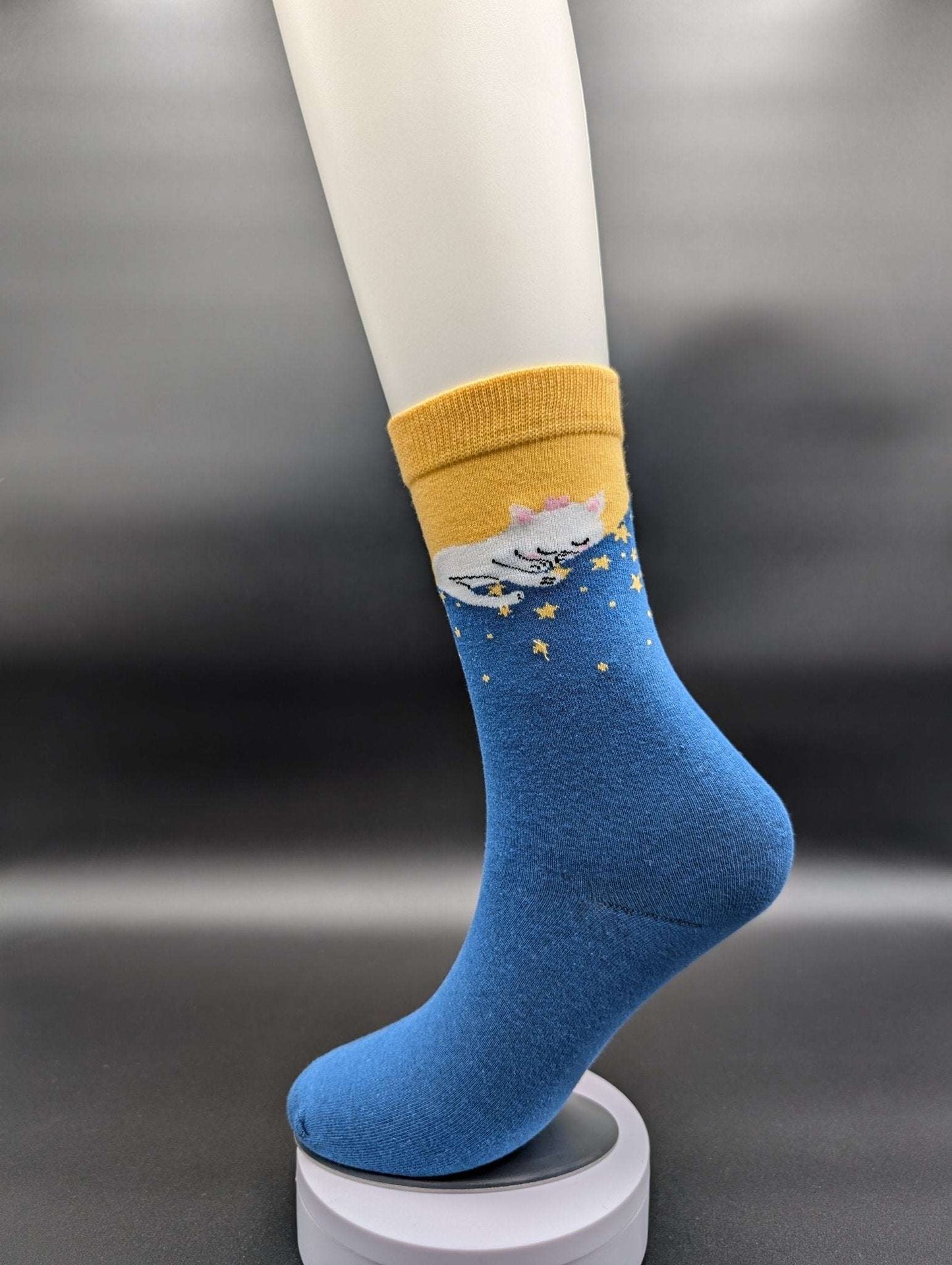 Bali Blue & Yellow high ankle socks - Le Loxx