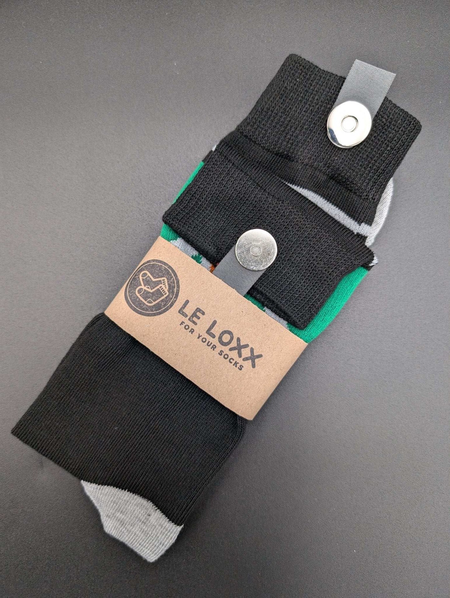 Kyoto Black Novelty Crew Socks – Magnetic Lock and Loop Design - Le Loxx