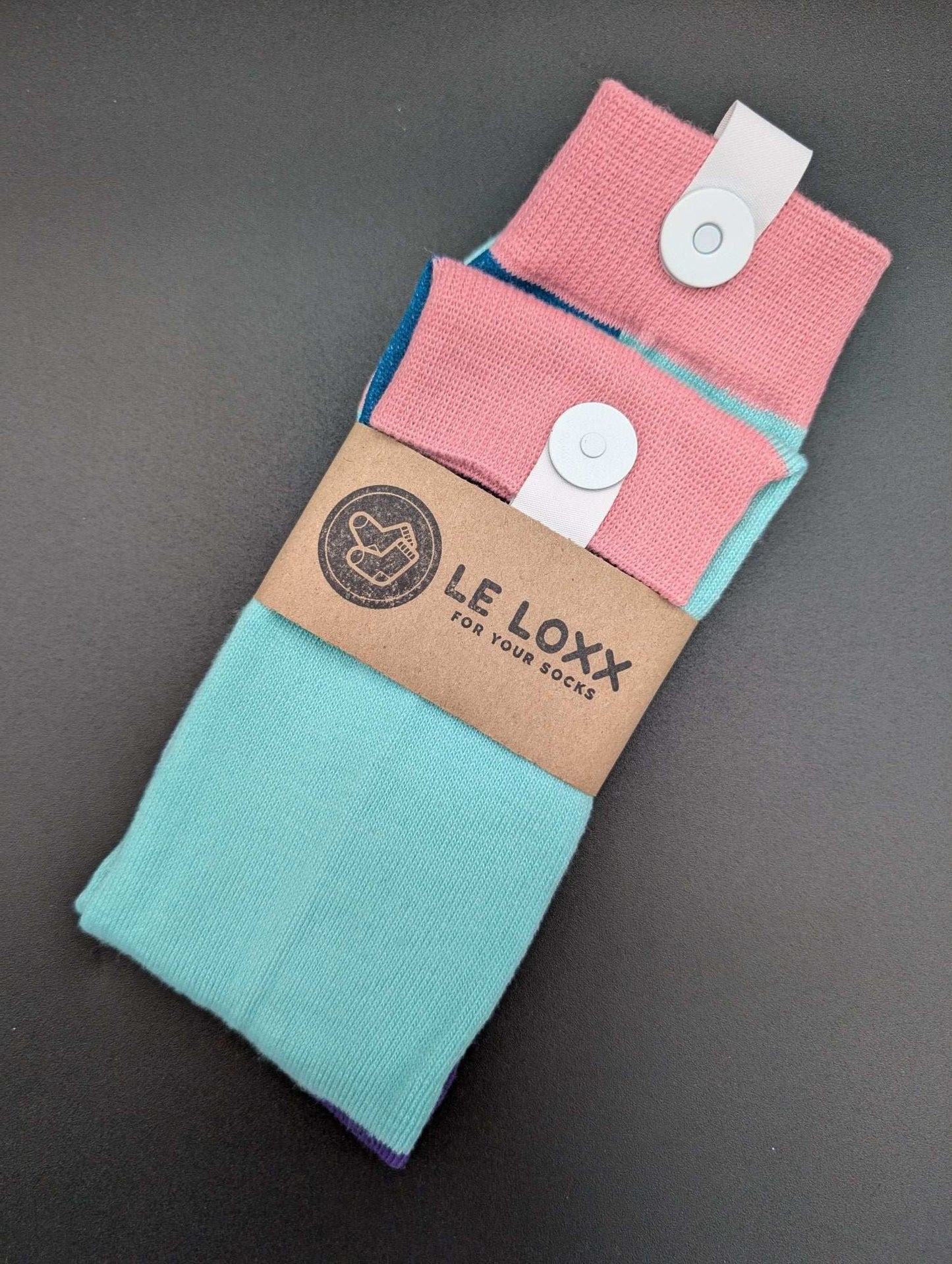 Kyoto Blue & Pink Novelty Crew Socks – Magnetic Lock and Loop Design - Le Loxx