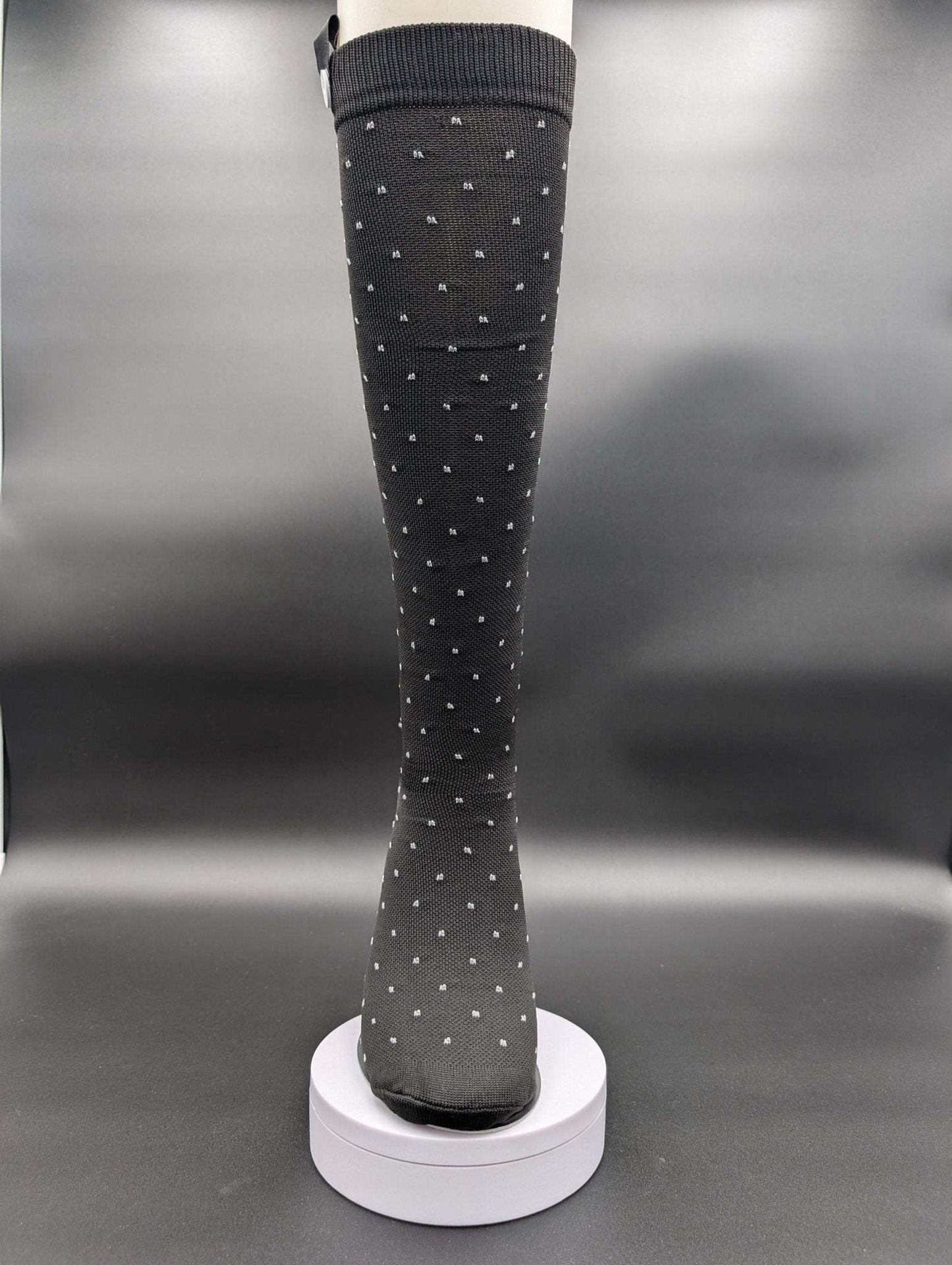 Montreal Black Polka Dot Compression Socks – Magnetic Lock and Loop Design - Le Loxx
