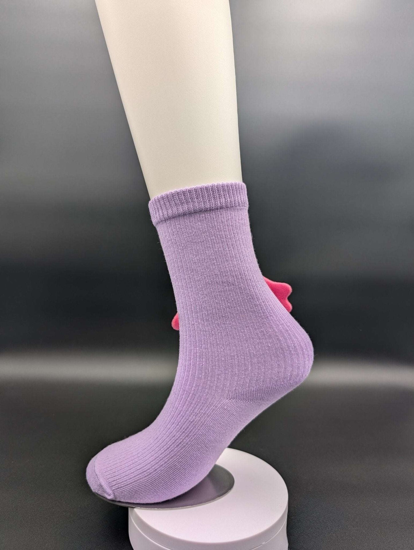 Happy Face Purple Quarter Crew Socks – Magnetic Lock and Loop Design - Le Loxx