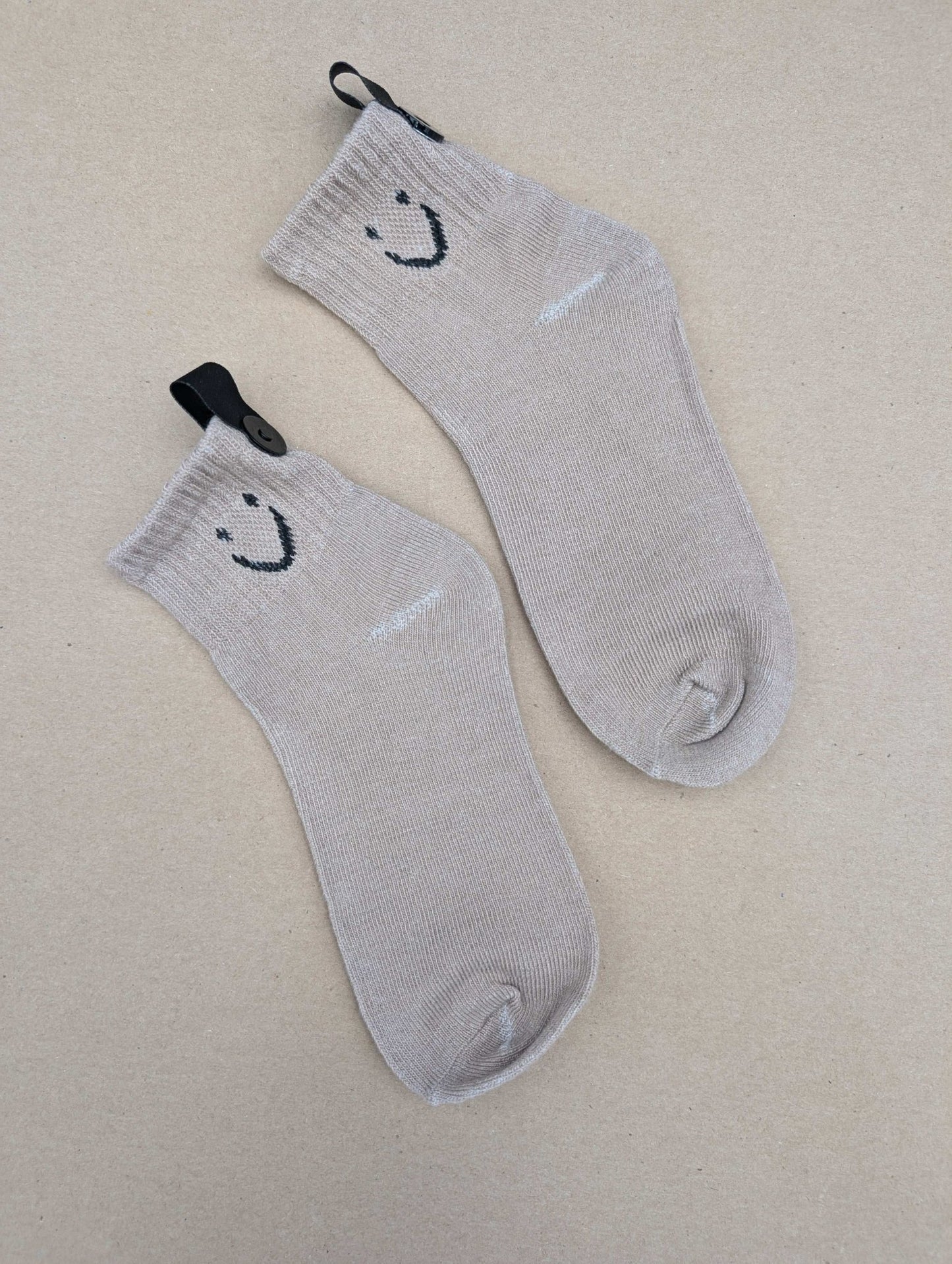 Joy Beige Kids Socks – Magnetic Lock and Loop Design - Le Loxx