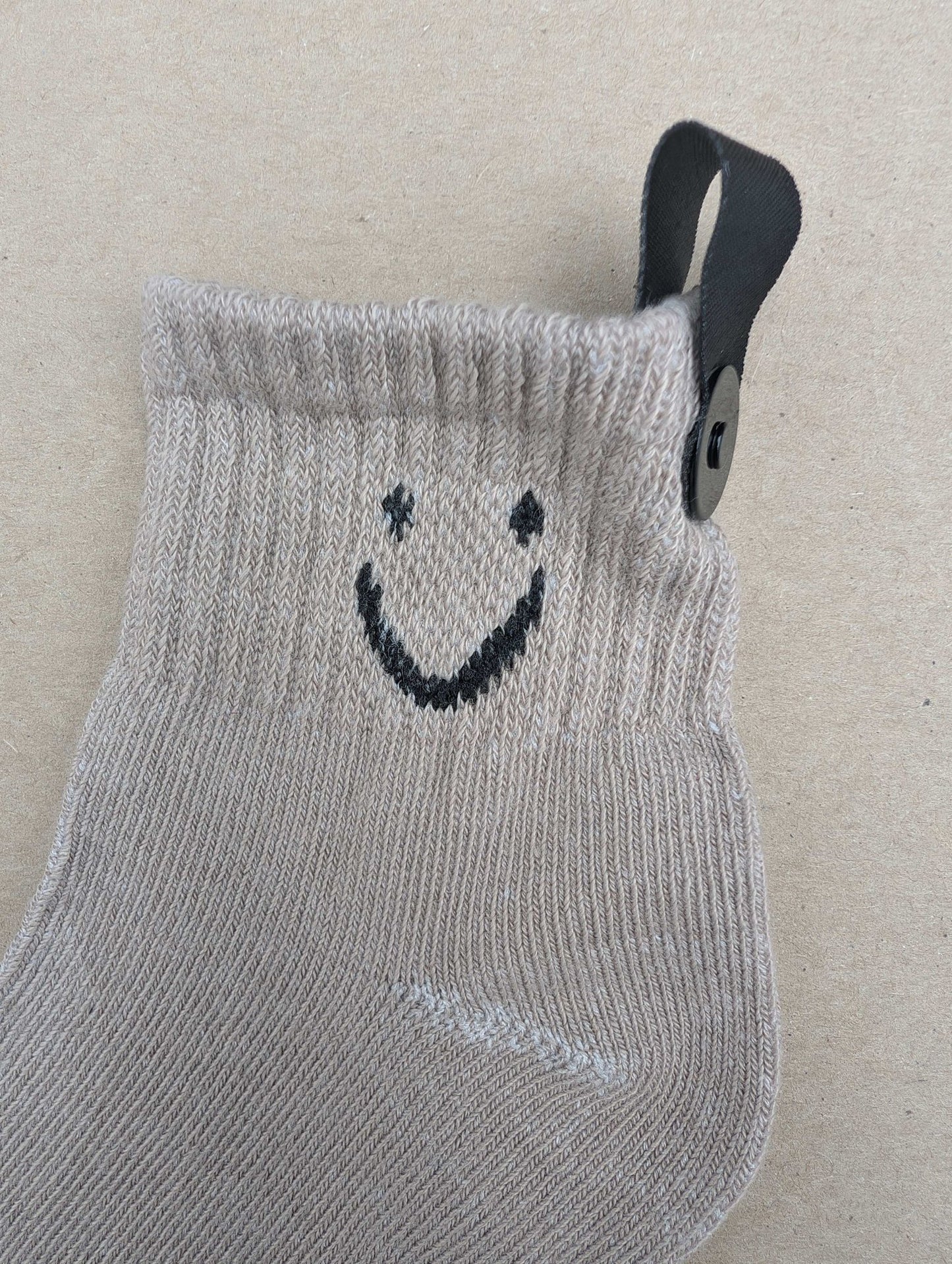 Joy Beige Kids Socks – Magnetic Lock and Loop Design - Le Loxx