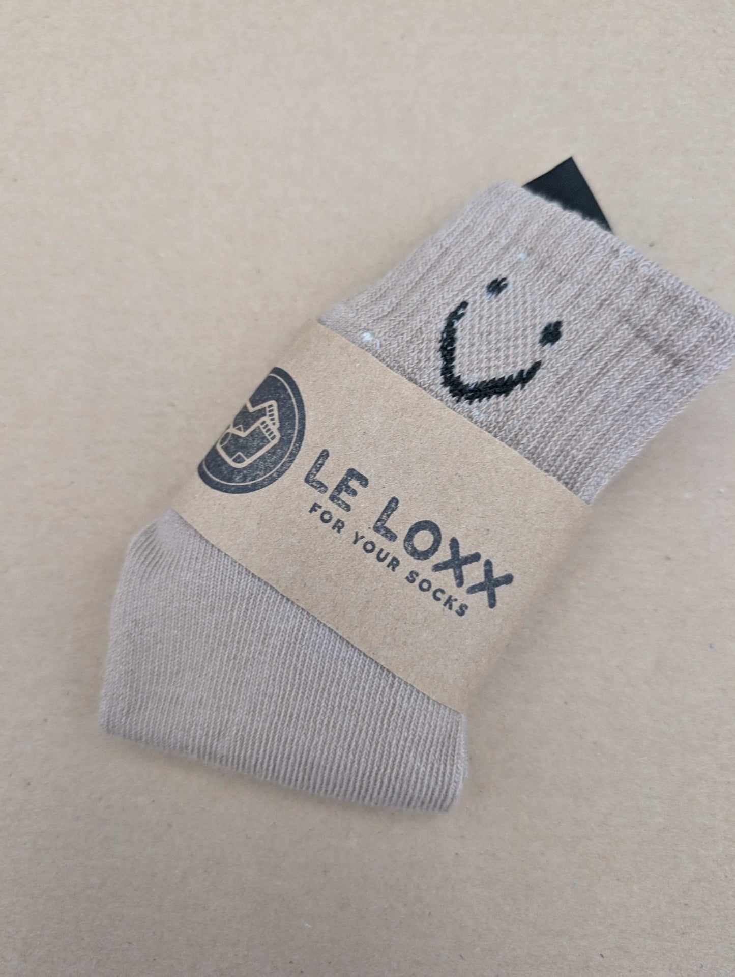 Joy Beige Kids Socks – Magnetic Lock and Loop Design - Le Loxx