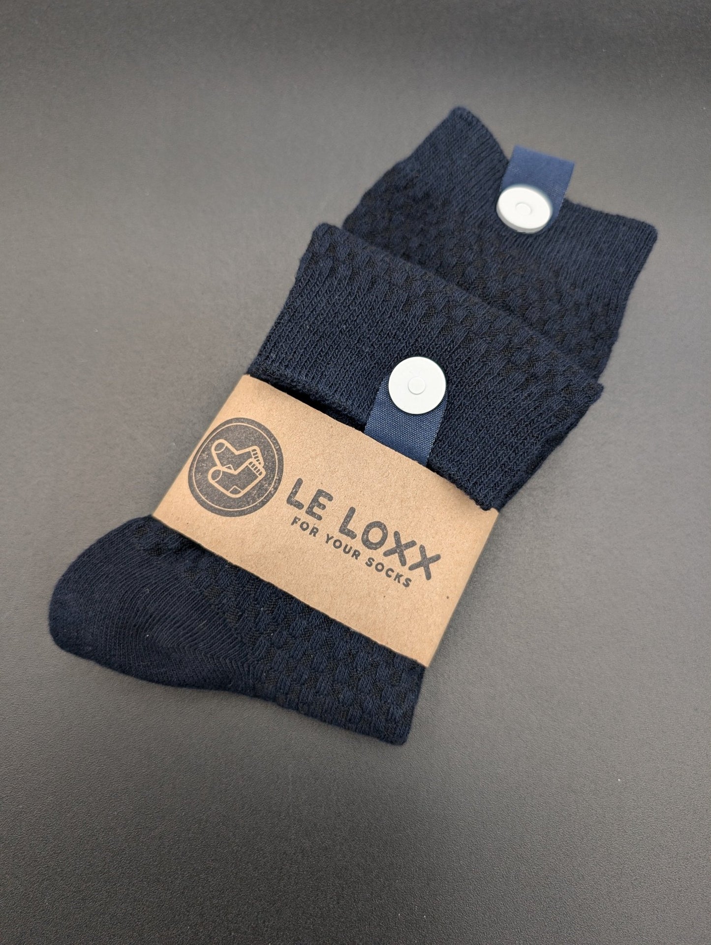 Shanghai Blue Bamboo Crew Socks – Magnetic Lock and Loop Design - Le Loxx