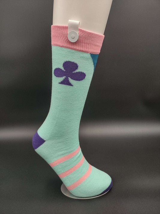 Kyoto Blue & Pink Novelty Crew Socks – Magnetic Lock and Loop Design - Le Loxx