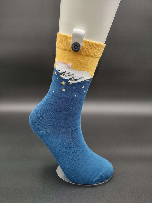 Bali Blue & Yellow high ankle socks - Le Loxx