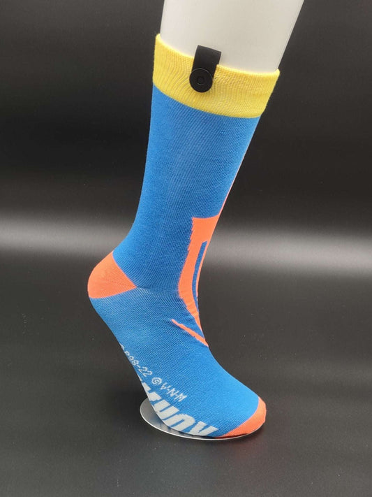 Kyoto Light Blue Novelty Crew Socks – Magnetic Lock and Loop Design - Le Loxx