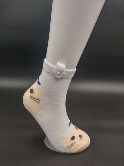 Osaka White Ankle Socks – Magnetic Lock and Loop Design - Le Loxx