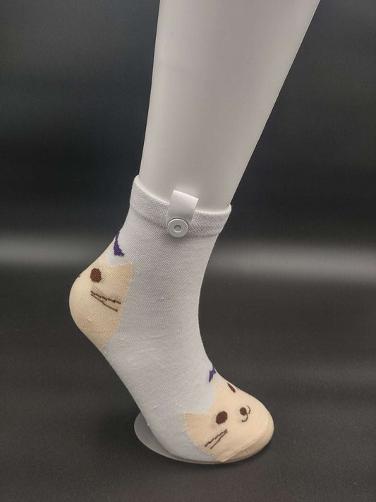 Osaka White Ankle Socks – Magnetic Lock and Loop Design - Le Loxx