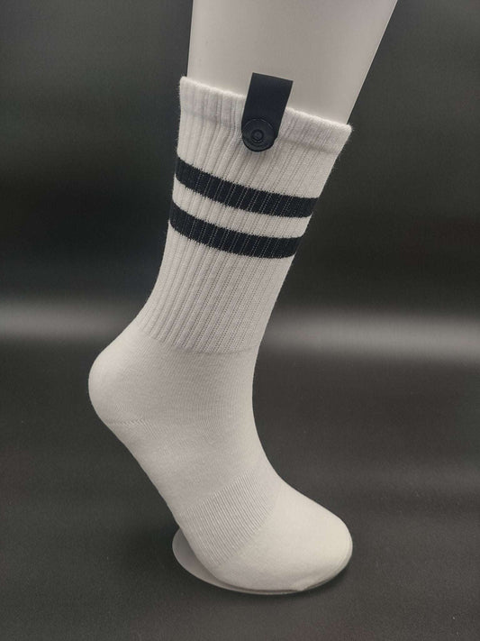 Sydney White Pilates Socks – Magnetic Lock and Loop Design - Le Loxx