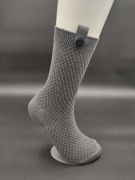 Shanghai Grey Bamboo Crew Socks – Magnetic Lock and Loop Design - Le Loxx