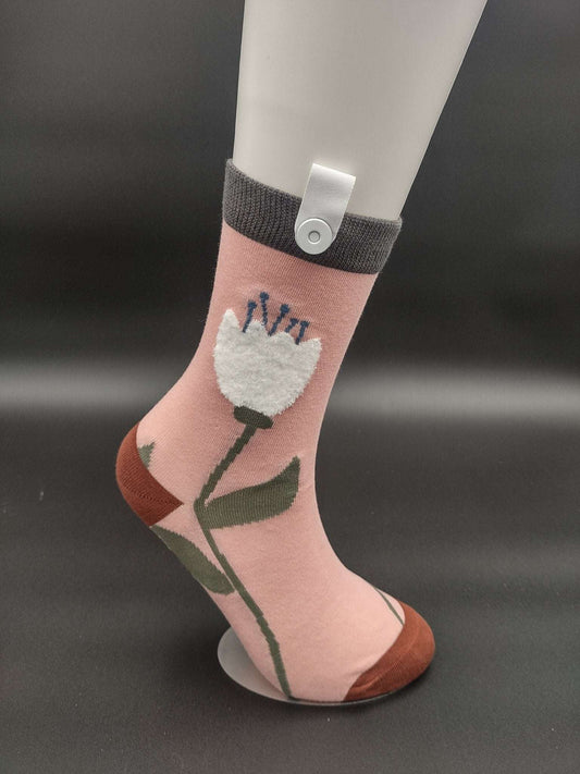 Vienna Flower Ankle Socks – Magnetic Lock and Loop Design - Le Loxx