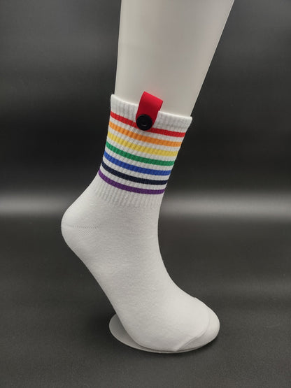 Le Loxx 5 - Pack Rainbow Ankle Socks – Lock - and - Loop Magnetic Closure Keeps Pairs Together, Size: Women's S/M 5 - 9 - Le Loxx