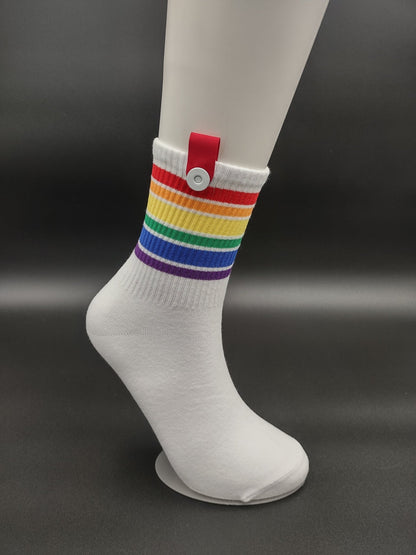 Le Loxx 5 - Pack Rainbow Ankle Socks – Lock - and - Loop Magnetic Closure Keeps Pairs Together, Size: Women's S/M 5 - 9 - Le Loxx