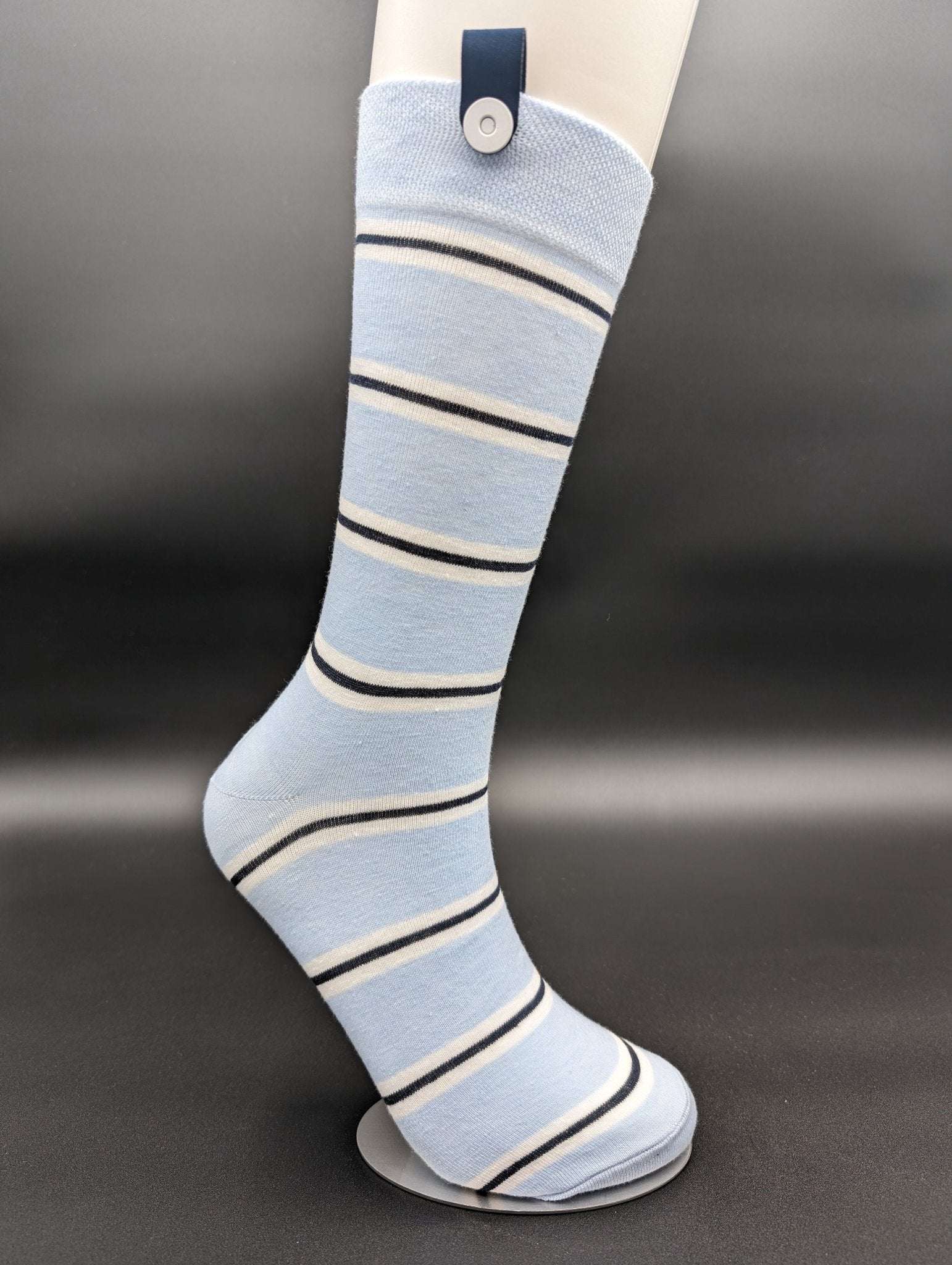 Alaskan Blue Striped Crew Socks - Le Loxx