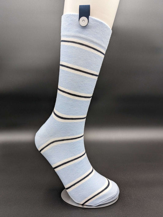 Alaskan Blue Striped Crew Socks - Le Loxx