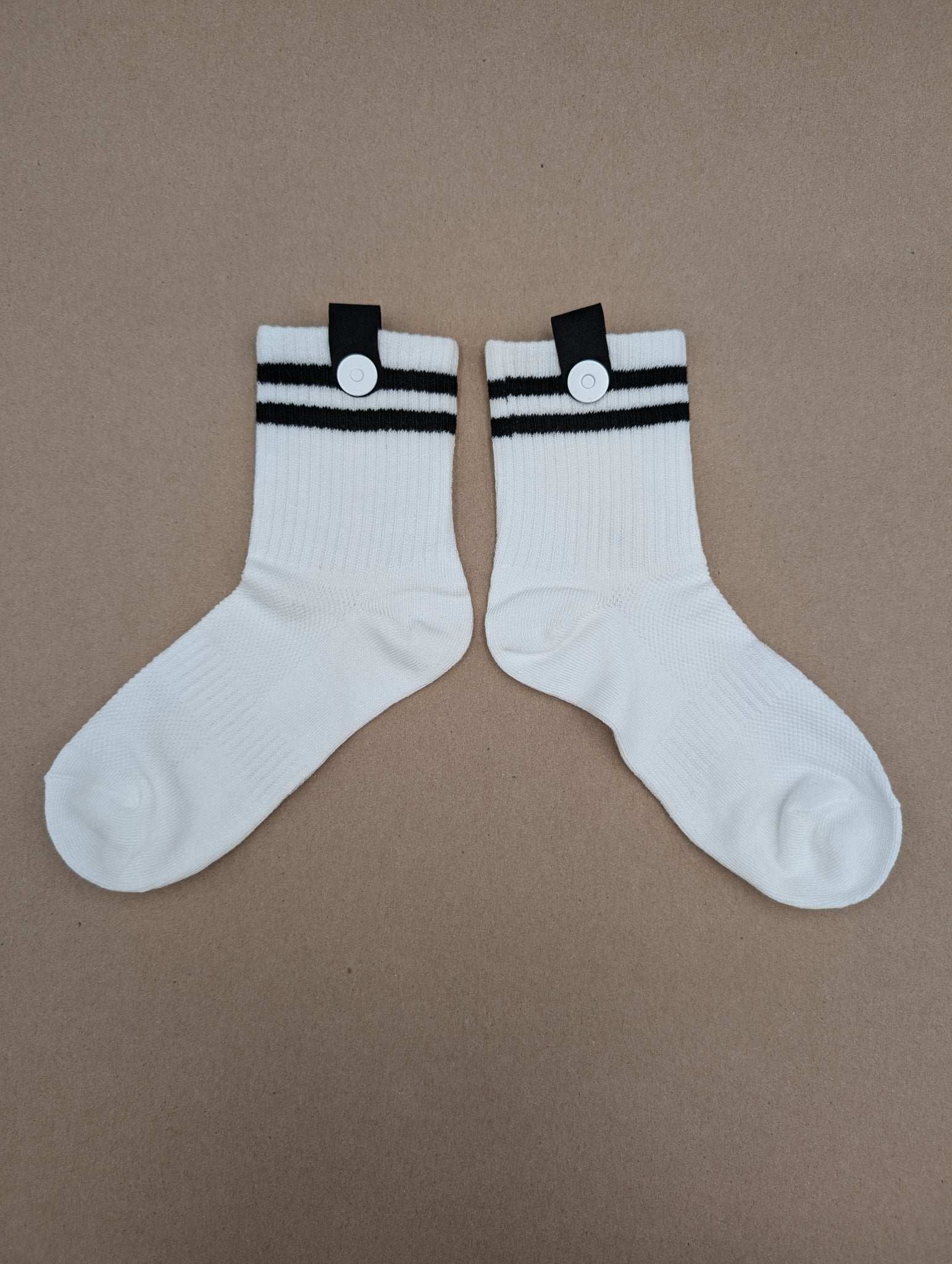 Noah Black Stripes Kids Crew Socks – Magnetic Lock and Loop Design - Le Loxx