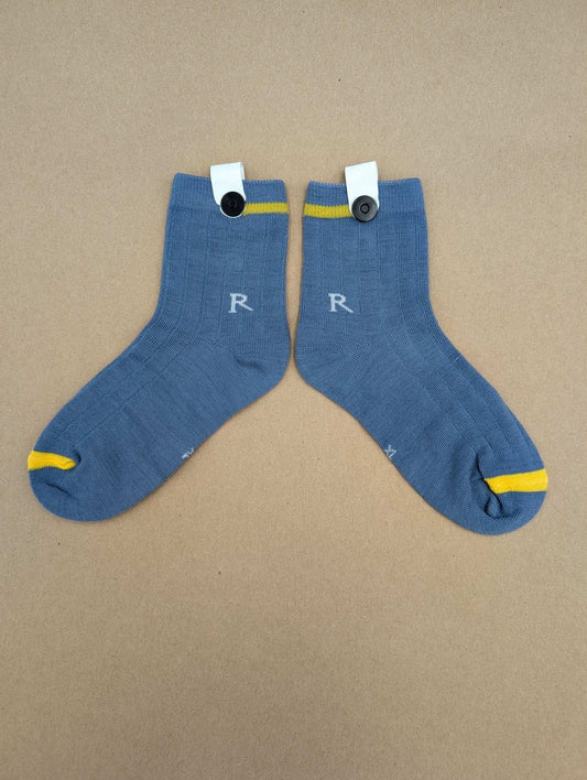 Sen Blue Grey Kids Socks – Magnetic Lock and Loop Design - Le Loxx