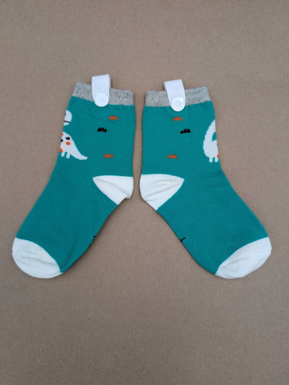 Benja Teal Dino Kids Socks - Le Loxx