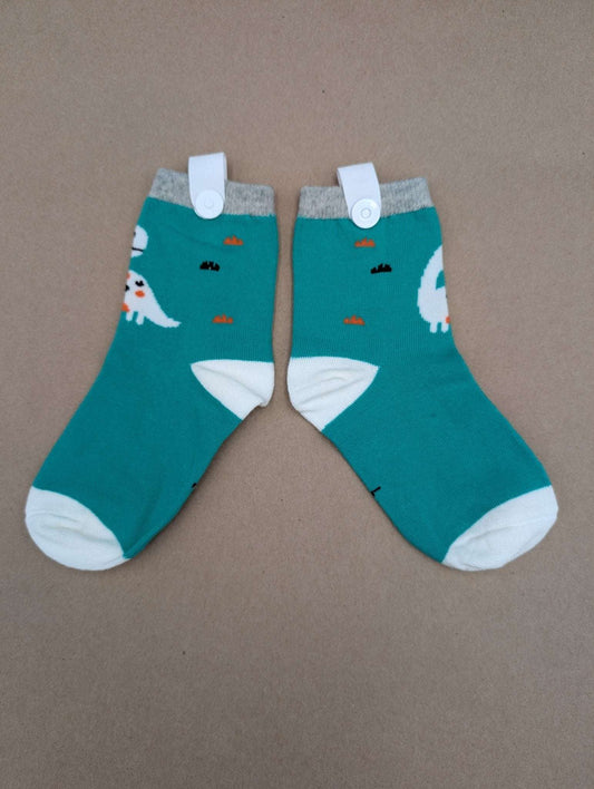 Benja Teal Dino Kids Socks - Le Loxx