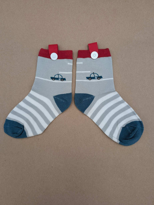 Benja Grey Car Kids Socks - Le Loxx