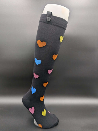 Queens 4 Colorful Hearts 3XL Compression Socks – Magnetic Lock & Loop - Le Loxx