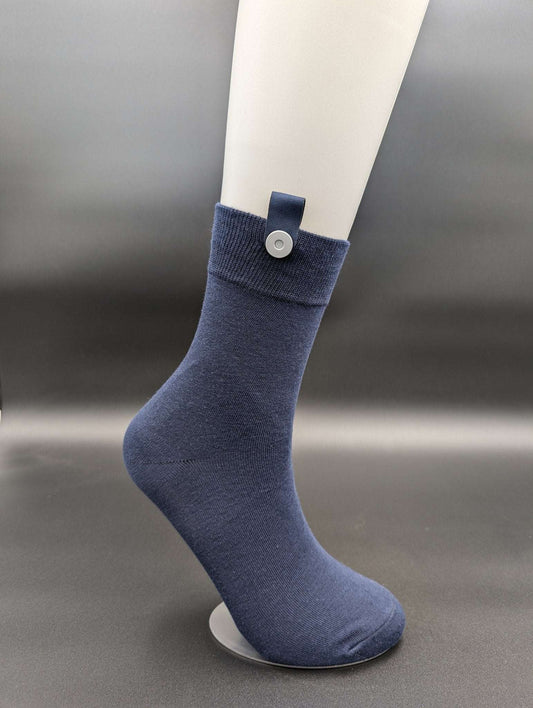Lucca Blue Business Crew Socks – Magnetic Lock and Loop Design - Le Loxx