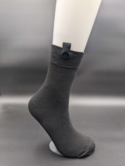 Lucca Black Business Crew Socks – Magnetic Lock and Loop Design - Le Loxx
