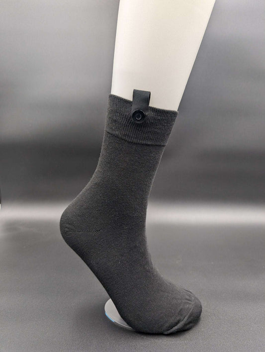 Lucca Black Business Crew Socks – Magnetic Lock and Loop Design - Le Loxx