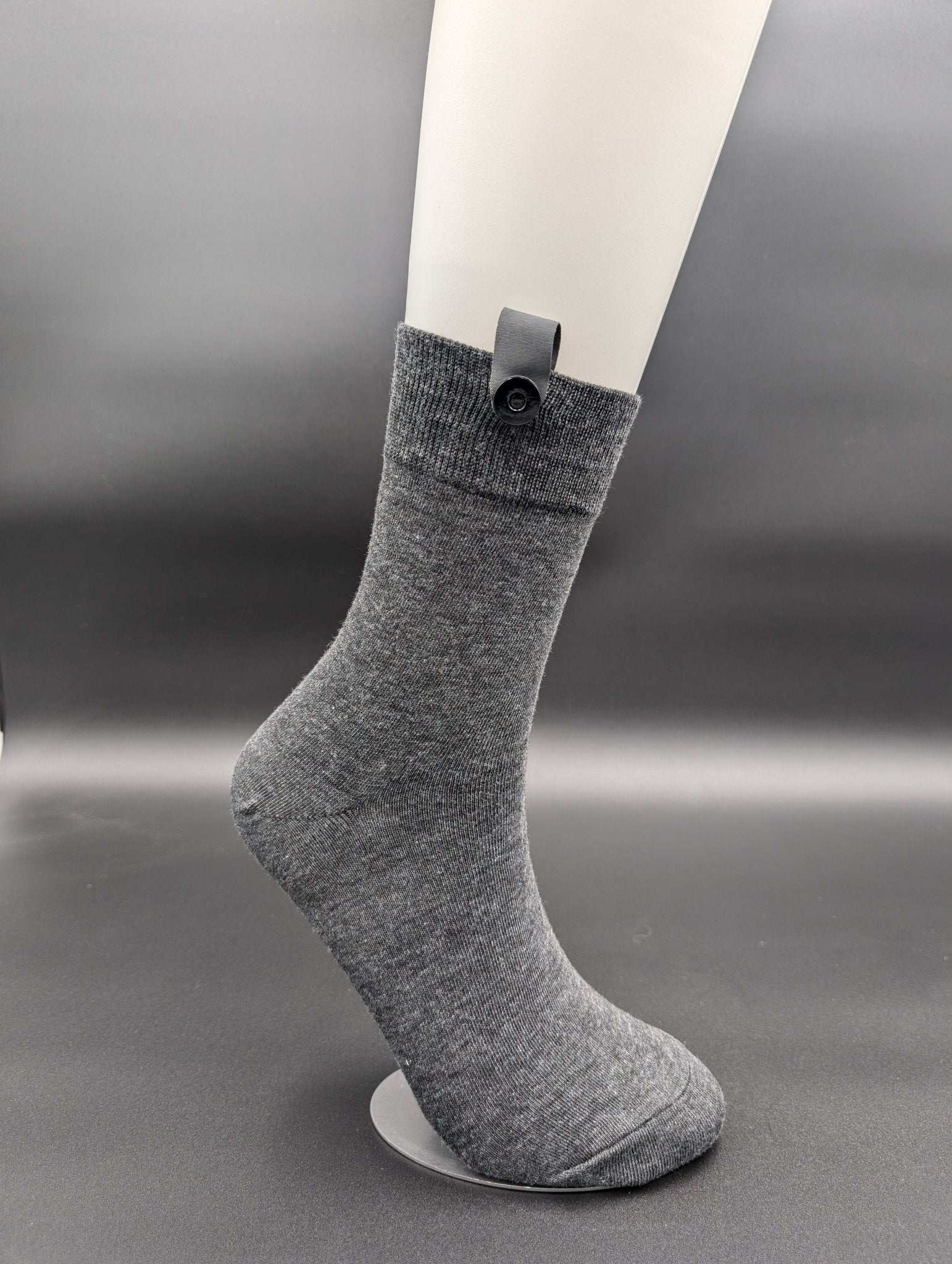 Lucca Grey Business Crew Socks – Magnetic Lock and Loop Design - Le Loxx