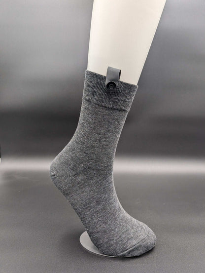 Lucca Grey Business Crew Socks – Magnetic Lock and Loop Design - Le Loxx