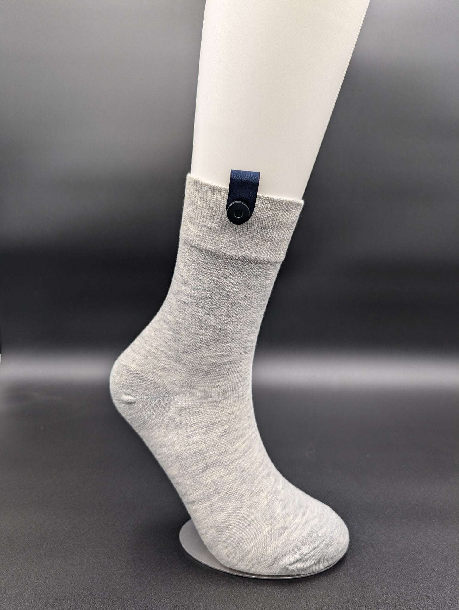 Lucca Silver Business Crew Socks – Magnetic Lock and Loop Design - Le Loxx