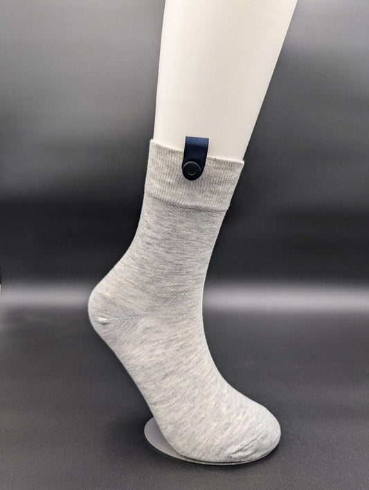Lucca Silver Business Crew Socks – Magnetic Lock and Loop Design - Le Loxx