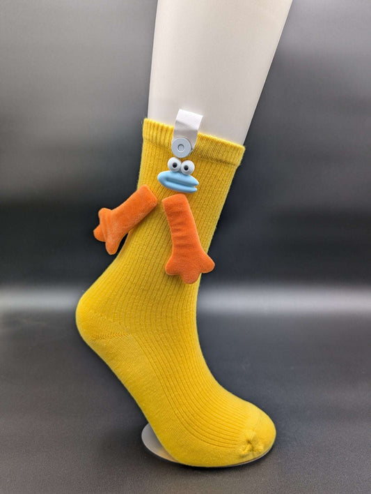 Happy Face Yellow Quarter Crew Socks – Magnetic Lock and Loop Design - Le Loxx