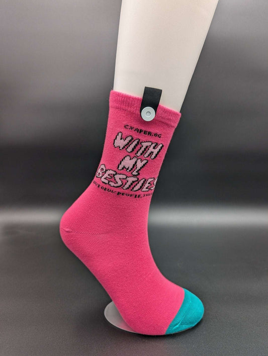 Le Bunny Hey Bestie Novelty Socks – Magnetic Lock and Loop Design - Le Loxx