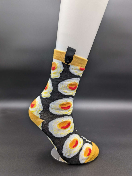San Francisco Eggs Novelty Crew Socks – Magnetic Lock and Loop Design - Le Loxx