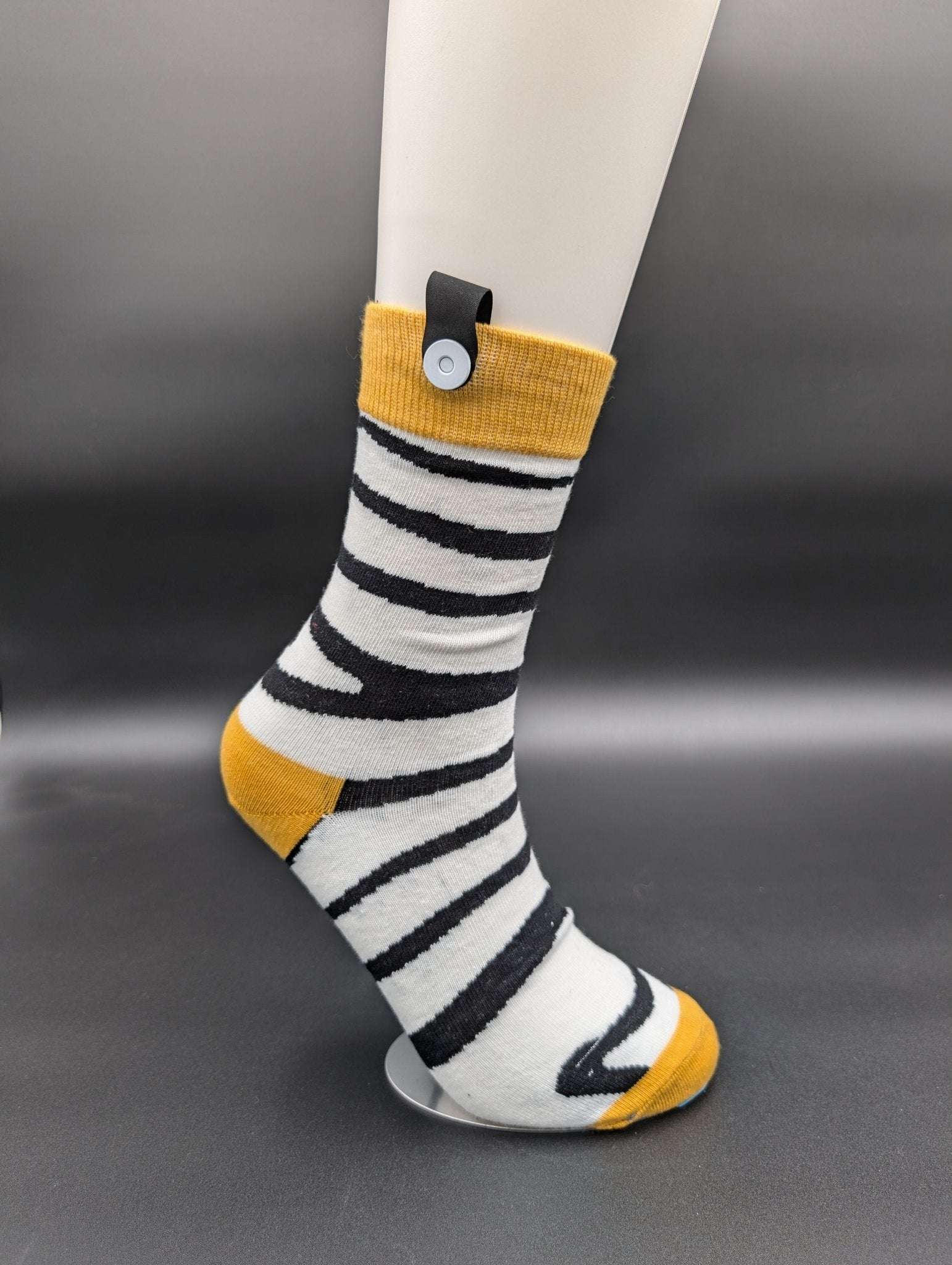 San Francisco Zebra Striped Novelty Crew Socks – Magnetic Lock and Loop Design - Le Loxx