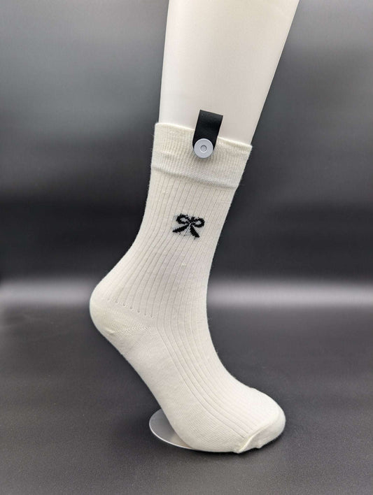 Madison Eggshell White Crew Socks – Magnetic Lock and Loop Design - Le Loxx