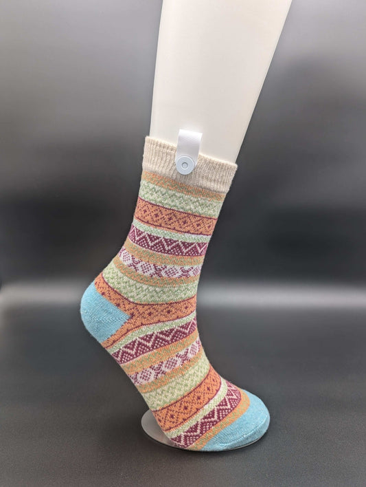 Maine Beige Crew Socks – Magnetic Lock and Loop Design - Le Loxx