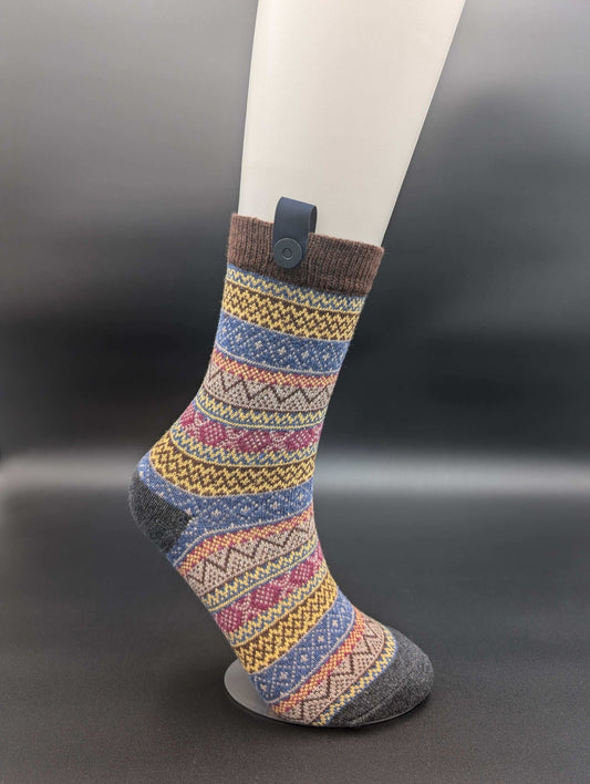 Maine Brown Crew Socks – Magnetic Lock and Loop Design - Le Loxx