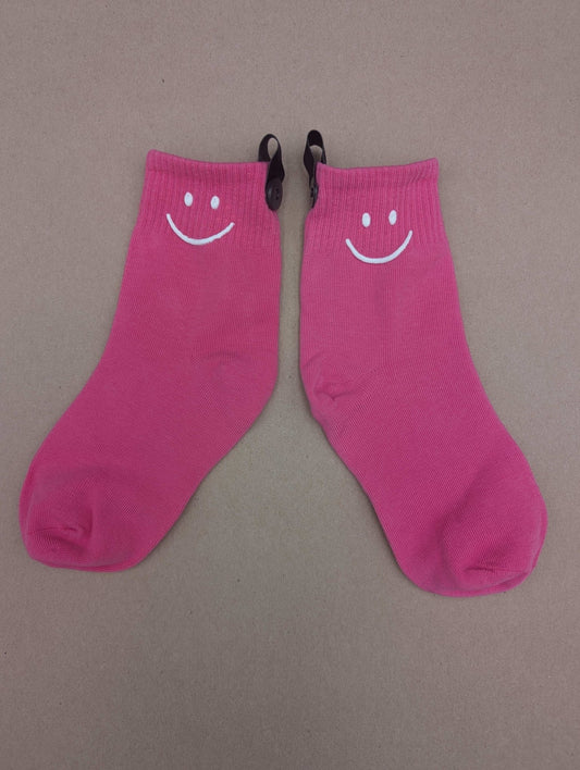 Happy Smiles Hot Pink Kids Socks – Magnetic Lock and Loop Design - Le Loxx