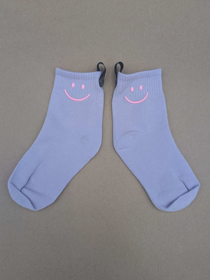 Happy Smiles Purple Kids Socks – Magnetic Lock and Loop Design - Le Loxx
