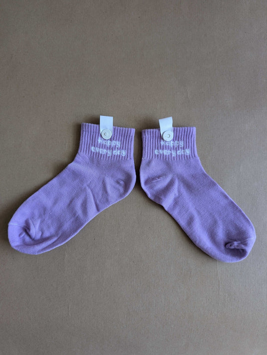 Happy Everyday Purple Kids Ankle Socks – Magnetic Lock and Loop Design - Le Loxx