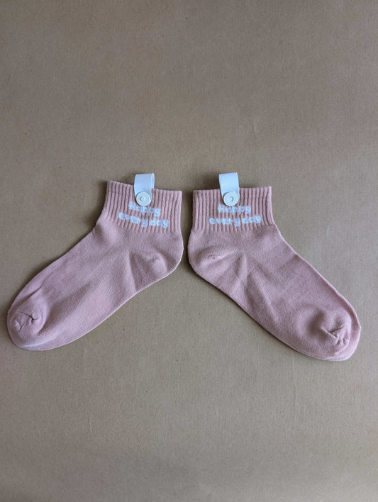 Happy Everyday Pink Kids Ankle Socks – Magnetic Lock and Loop Design - Le Loxx