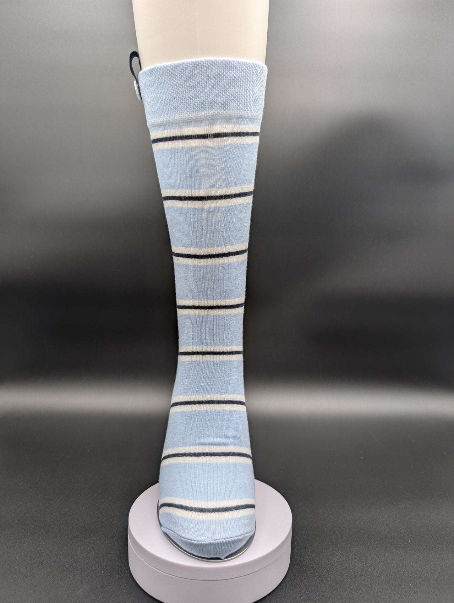Alaskan Blue Striped Crew Socks - Le Loxx