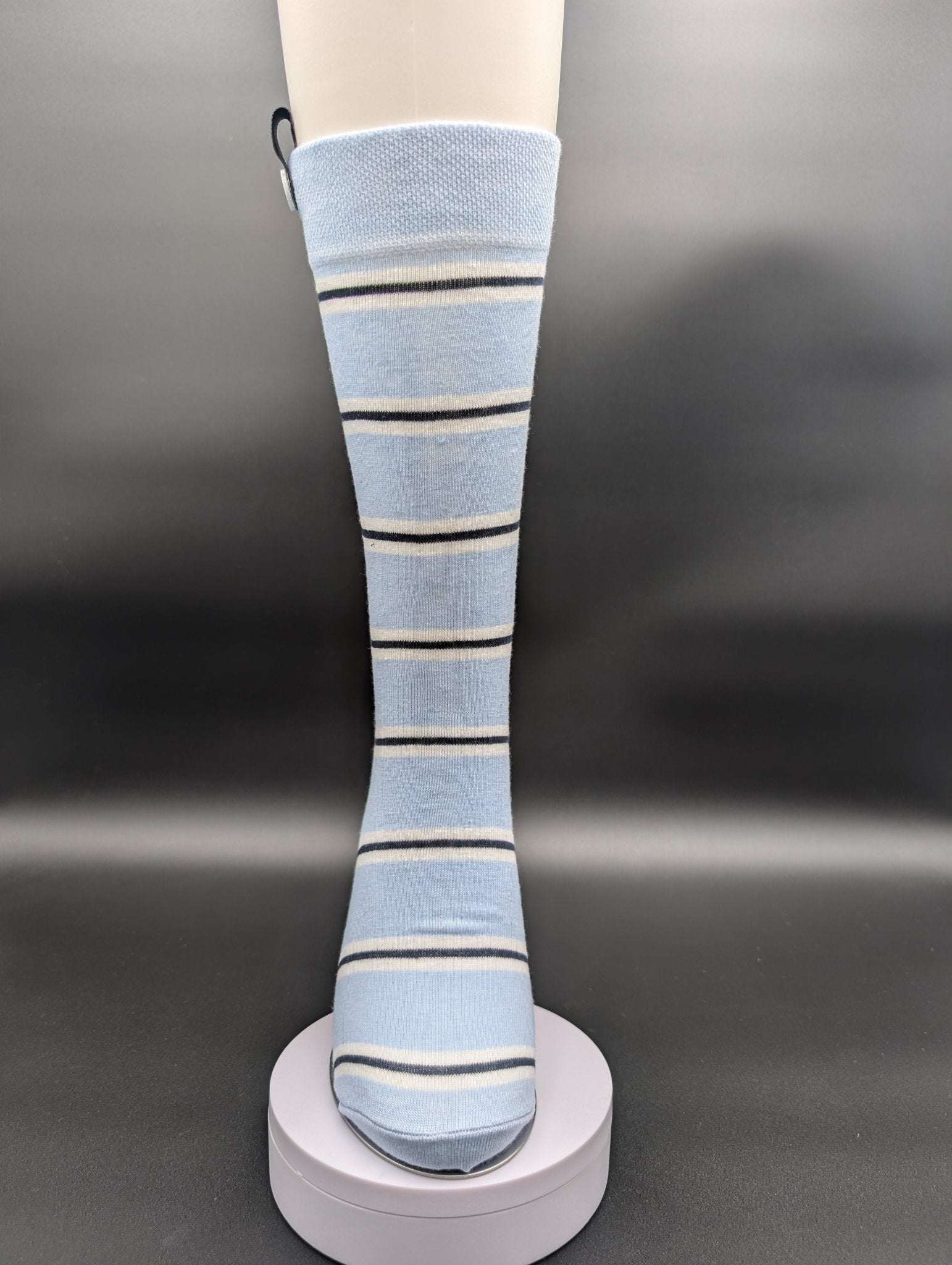 Alaskan Blue Striped Crew Socks - Le Loxx