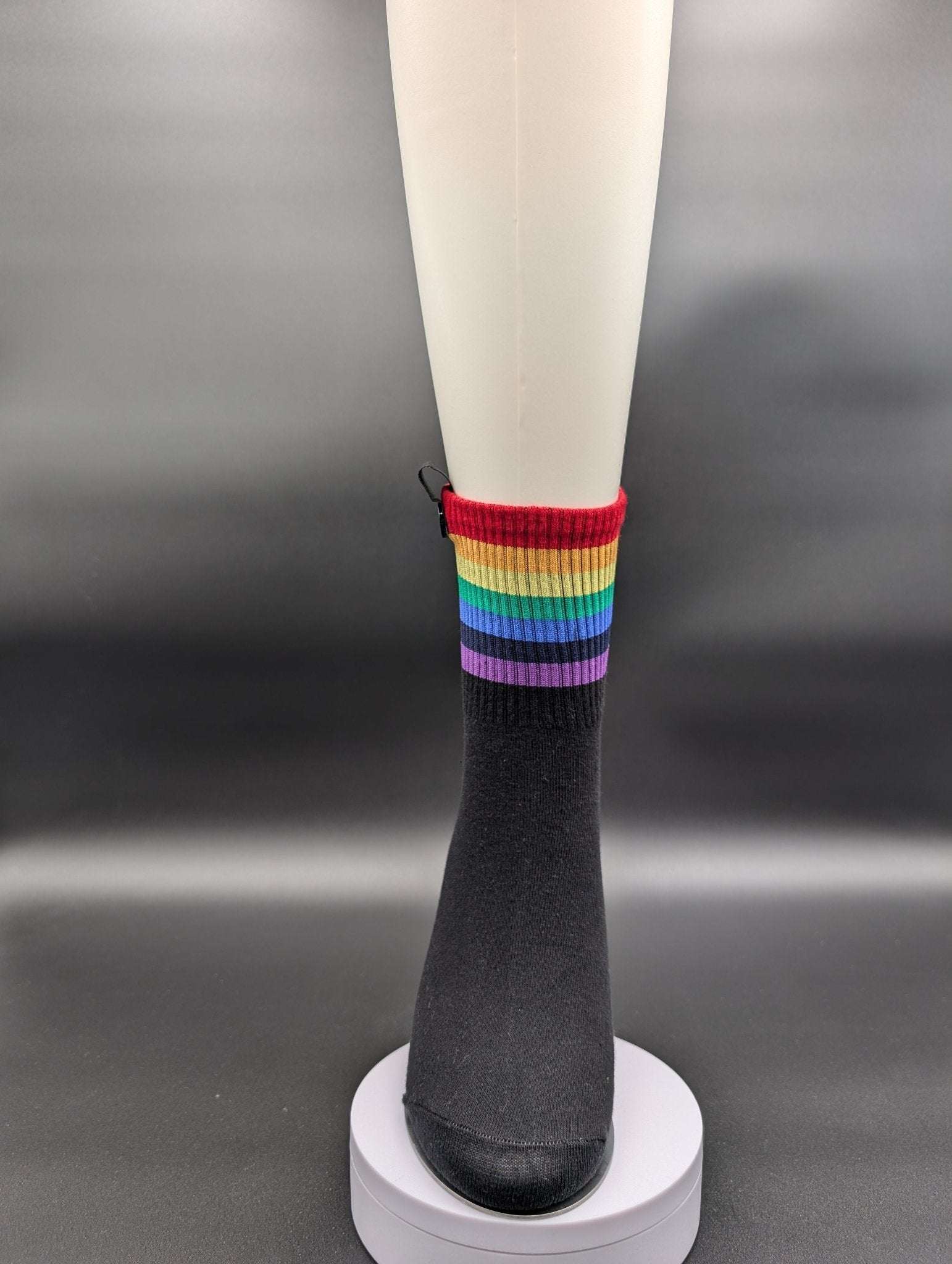 Rainbow Black High Ankle Socks – Magnetic Lock and Loop Design - Le Loxx